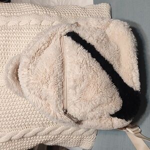 Nike Cream Fuzzy Backpack with Black Swoosh Accent
